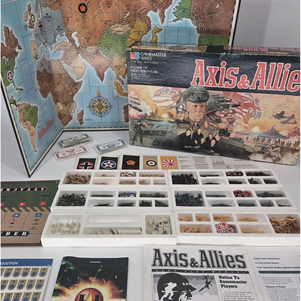 Milton Bradley Axis & Allies 1987 2nd Edition WWII Board Game 4423-L1 READ NOTES